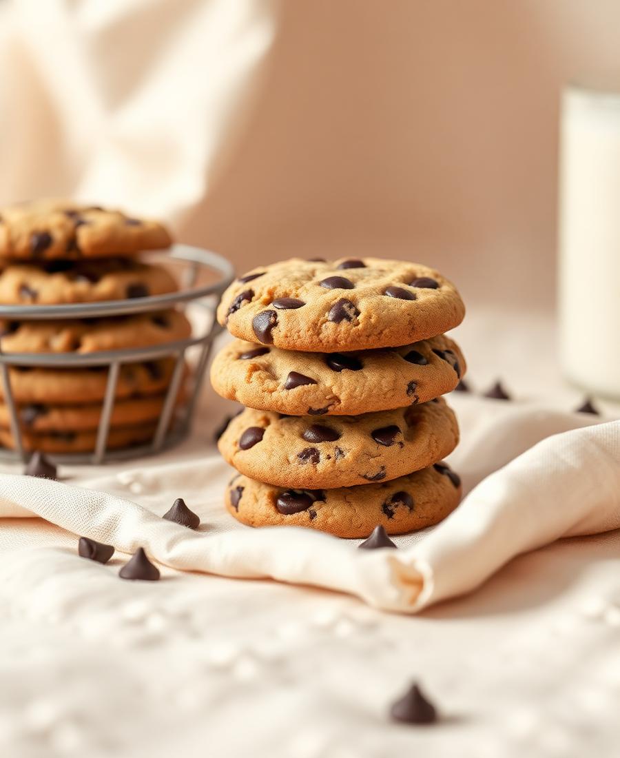 Stack of chocolate chip cookies